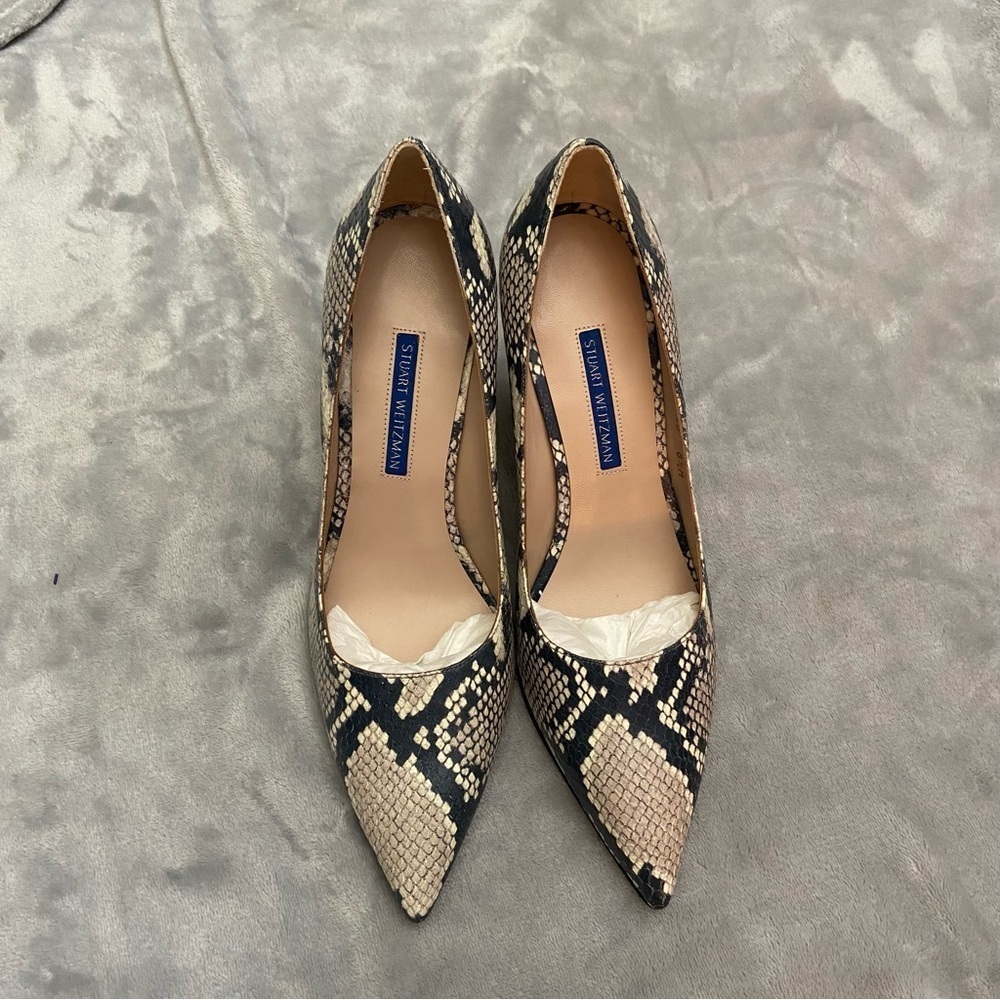 Stuart Weitzman Adria Python Print Pointed Toe Le… - image 4
